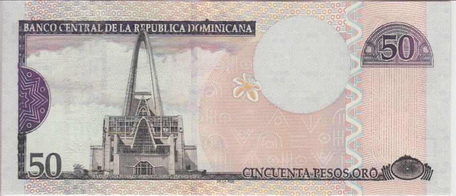 DOMINICAN REPUBLIC BANKNOTE P. 170c  50 PESOS ORO 2003, PREFIX DN,  UNC - Fresh Stock Dated December 2025