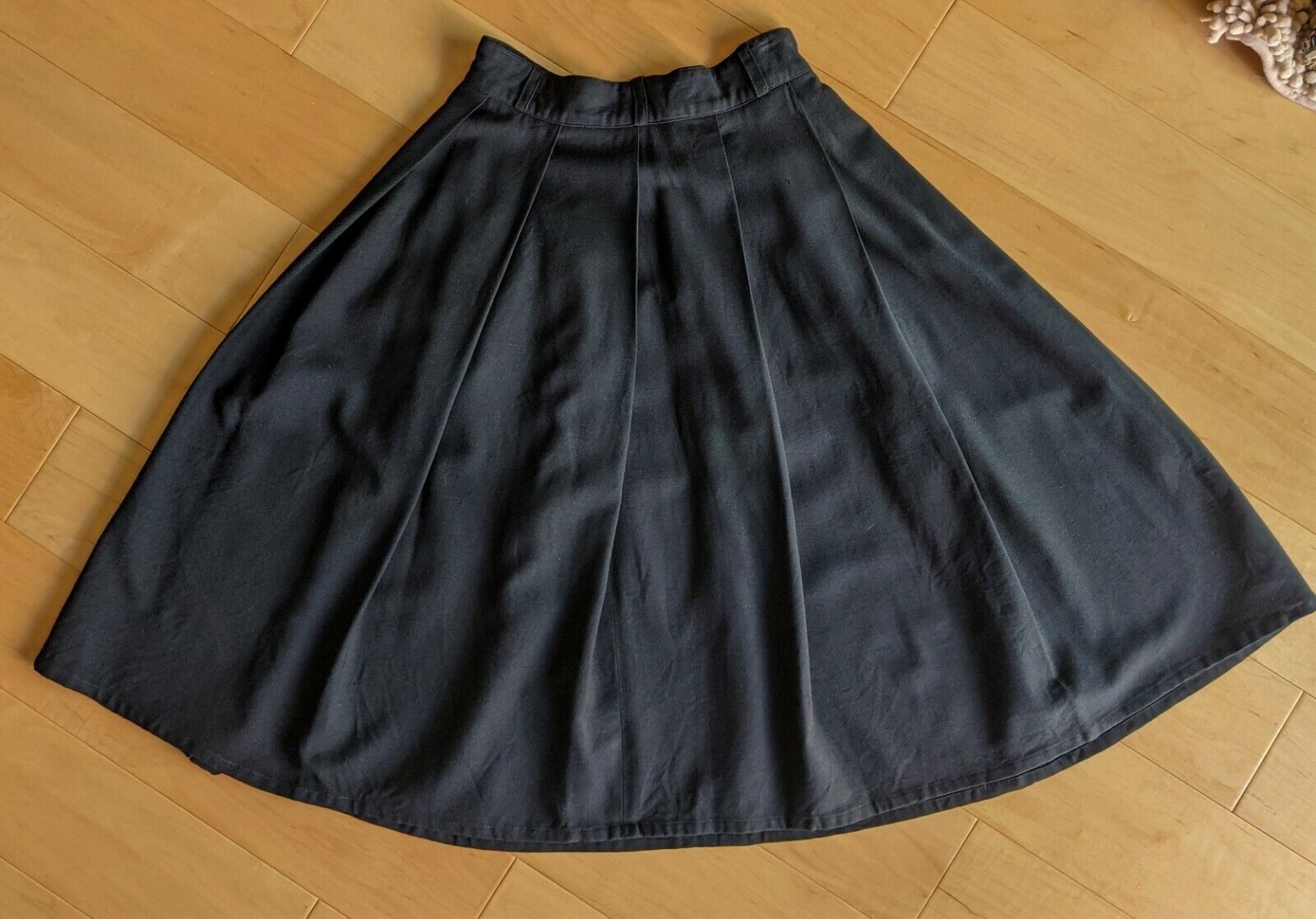 VINTAGE 1970s Black Wool Skirt Pleats MICMAC ST TROPEZ Schoolgirl Size S FRENCH - Fresh Stock Dated December 2025