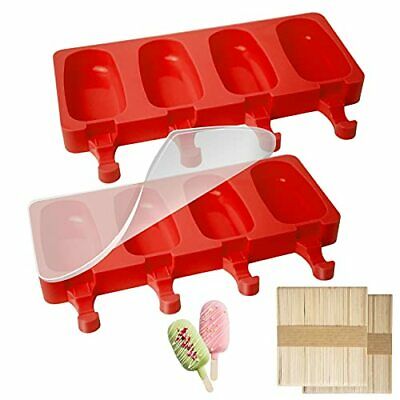 Popsicle Molds Silicone Ice Pop Molds 4 Cavities Homemade Ice Cream Bar Red - Fresh Stock Dated February 2026