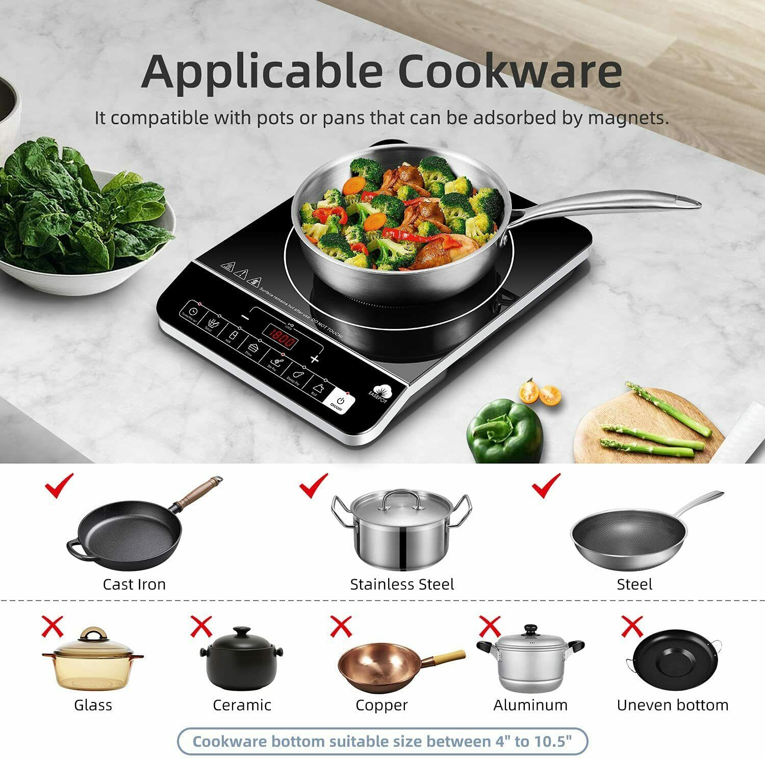 EASEPOT Induction Cooktop Cooker Countertop Burner Hot Plate Stove Induction Hob - Fresh Stock Dated February 2026