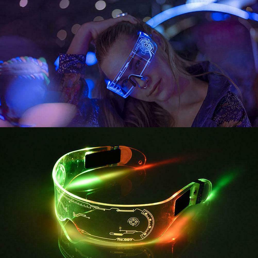 Colorful LED Luminous Glasses EL Wire Neon Light Up Visor Eyeglasses - Fresh Stock Dated February 2026