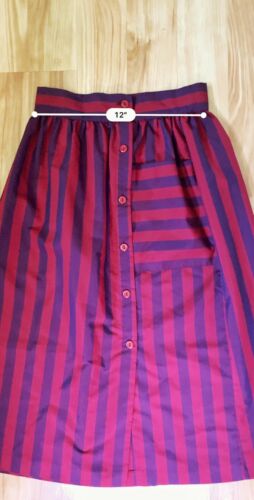 Vintage 80’s Striped Skirt Retro Punk Oversized Pockets Size 24” - Fresh Stock Dated February 2026