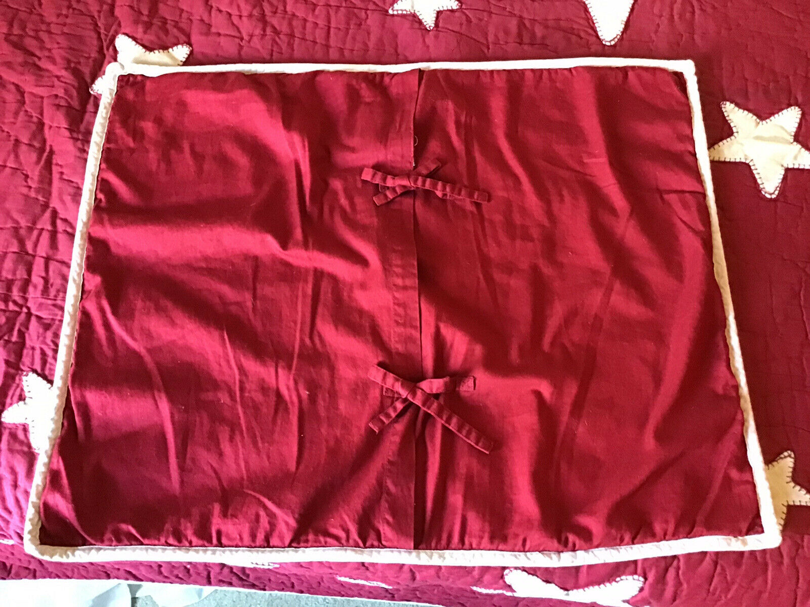 Pottery Barn Kids Full red & white stars pick stitched quilt, 2 standard, 1 blue - Fresh Stock Dated February 2026