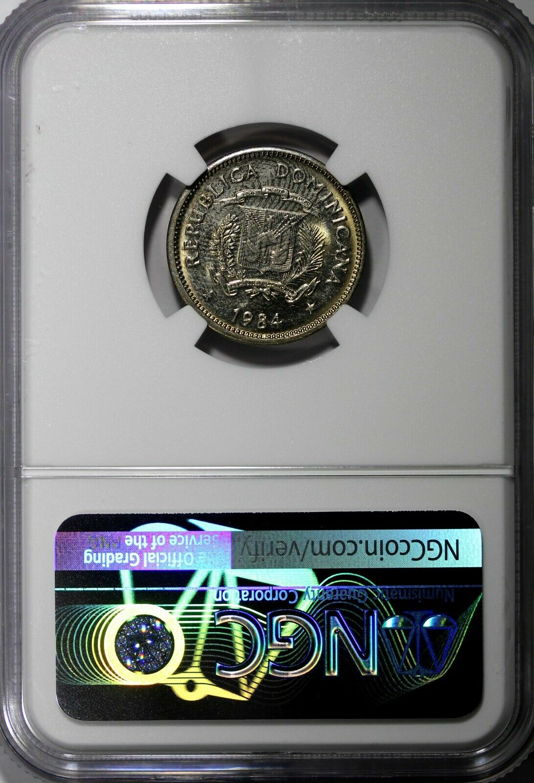DOMINICAN REPUBLIC 1984 MO 5 Centavos NGC MS63 Sanchez and Mella KM# 59 (054) - Fresh Stock Dated February 2026