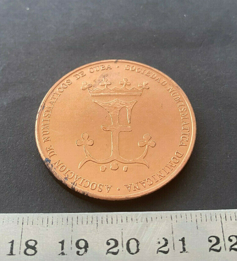 Republica Dominicana 1992, MEDALLA EXPO. SOC. NUMISMATICA DOM. yCUVANA, bronce - Fresh Stock Dated February 2026