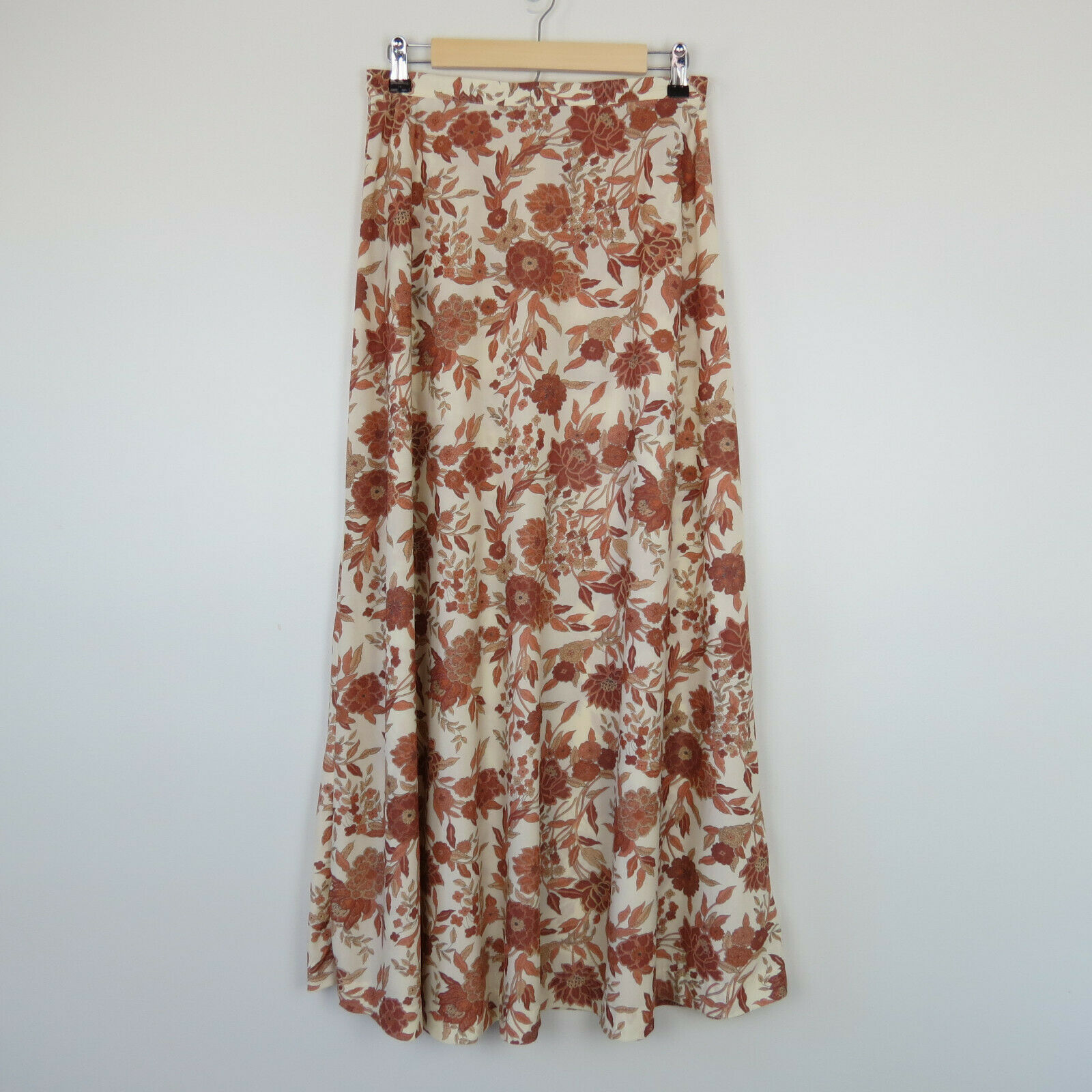 Vintage 1970s Brown Floral A-Line Maxi Skirt John Meyer Women's Waist 28 - Fresh Stock Dated February 2026