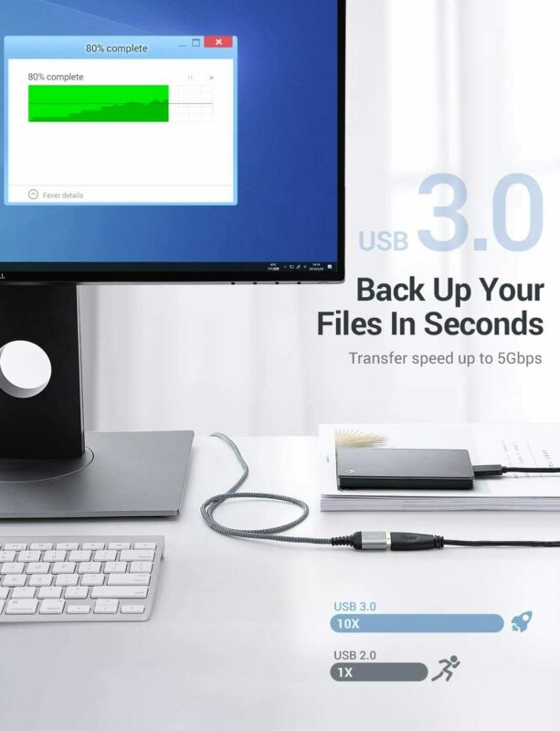 10FT USB 3.0 Extension Cable Type A Male to Female Cord 10FT, Grey - Fresh Stock Dated February 2026