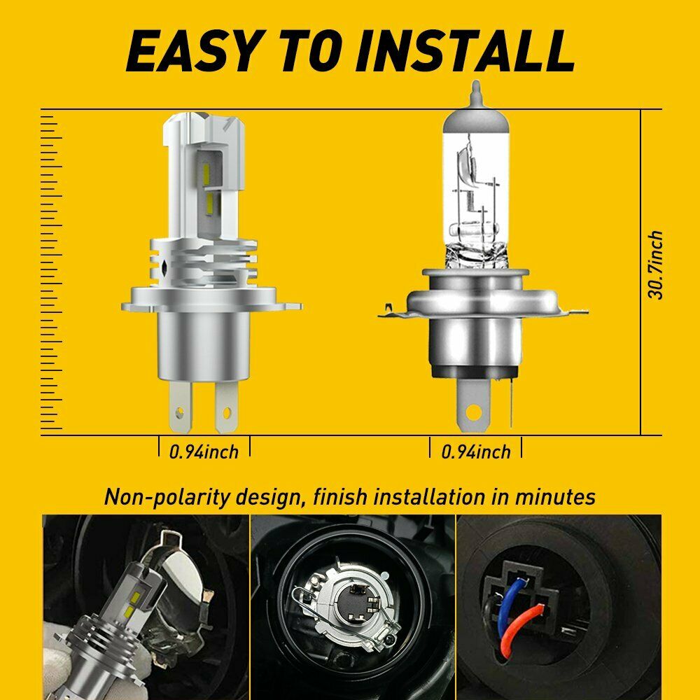 AUXITO H4 9003 HB2 LED Bulb Hi/Lo Beam White Motorcycle Headlight High Power M4 - Fresh Stock Dated February 2026