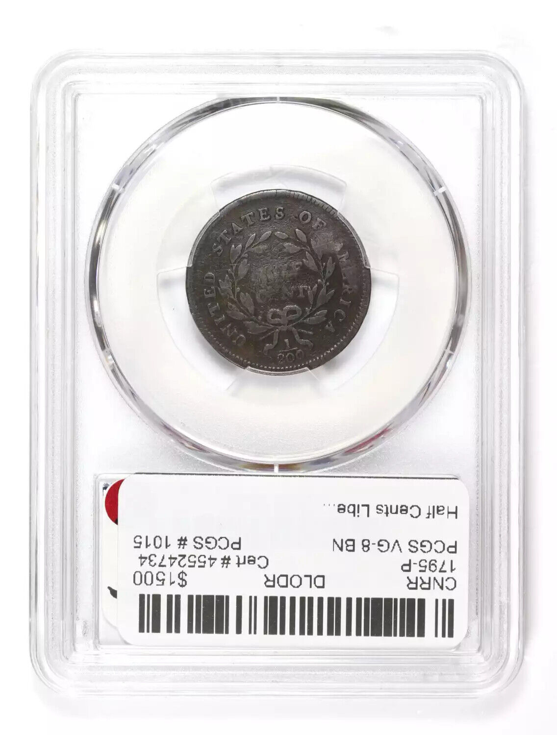 1795  Half Cent PCGS VG-8 BN Lettered Edge, Punctuated Date - Fresh Stock Dated February 2026