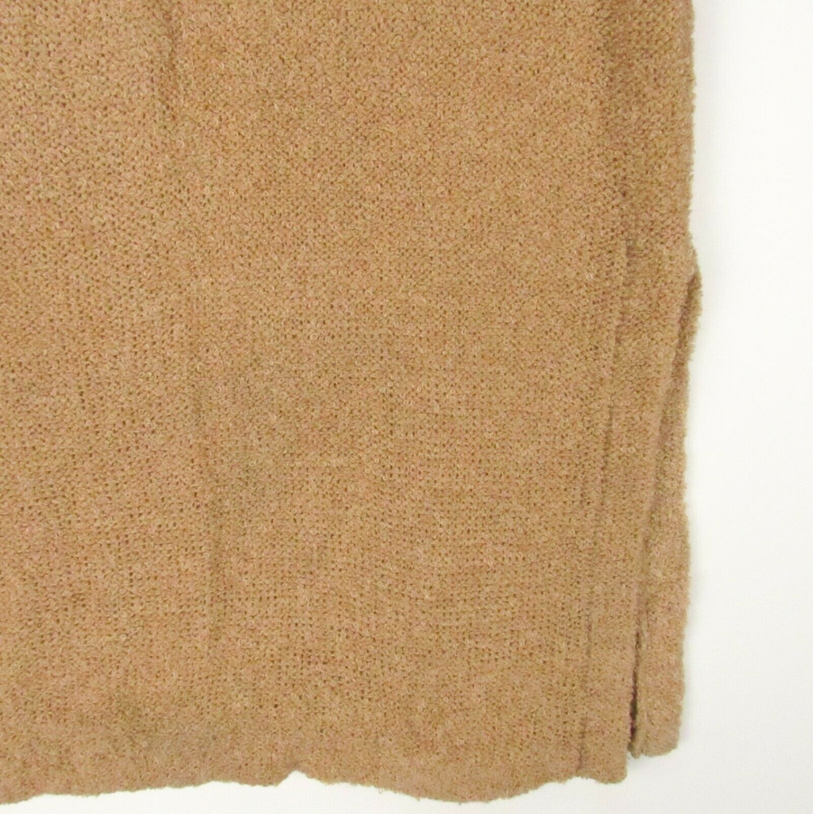 Vintage 70s Peach Boucle Acrylic Knit Swing Skirt M Elastic Waist Stretch Midi - Fresh Stock Dated February 2026