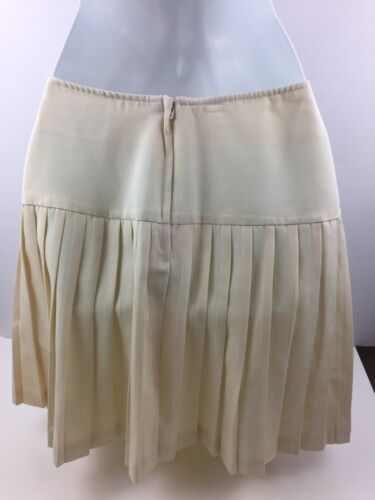 Vintage EXPRESS Pleated Cheerleader Drop Waist Fitted Ivory Poly / Wool Skirt - Fresh Stock Dated February 2026