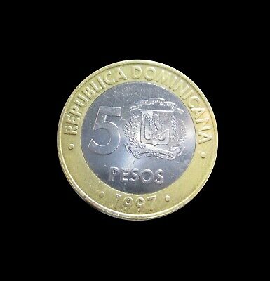 DOMINICAN REPUBLIC 5 PESOS 1997 BIMETALIC KM 88 #4520# - Fresh Stock Dated December 2025