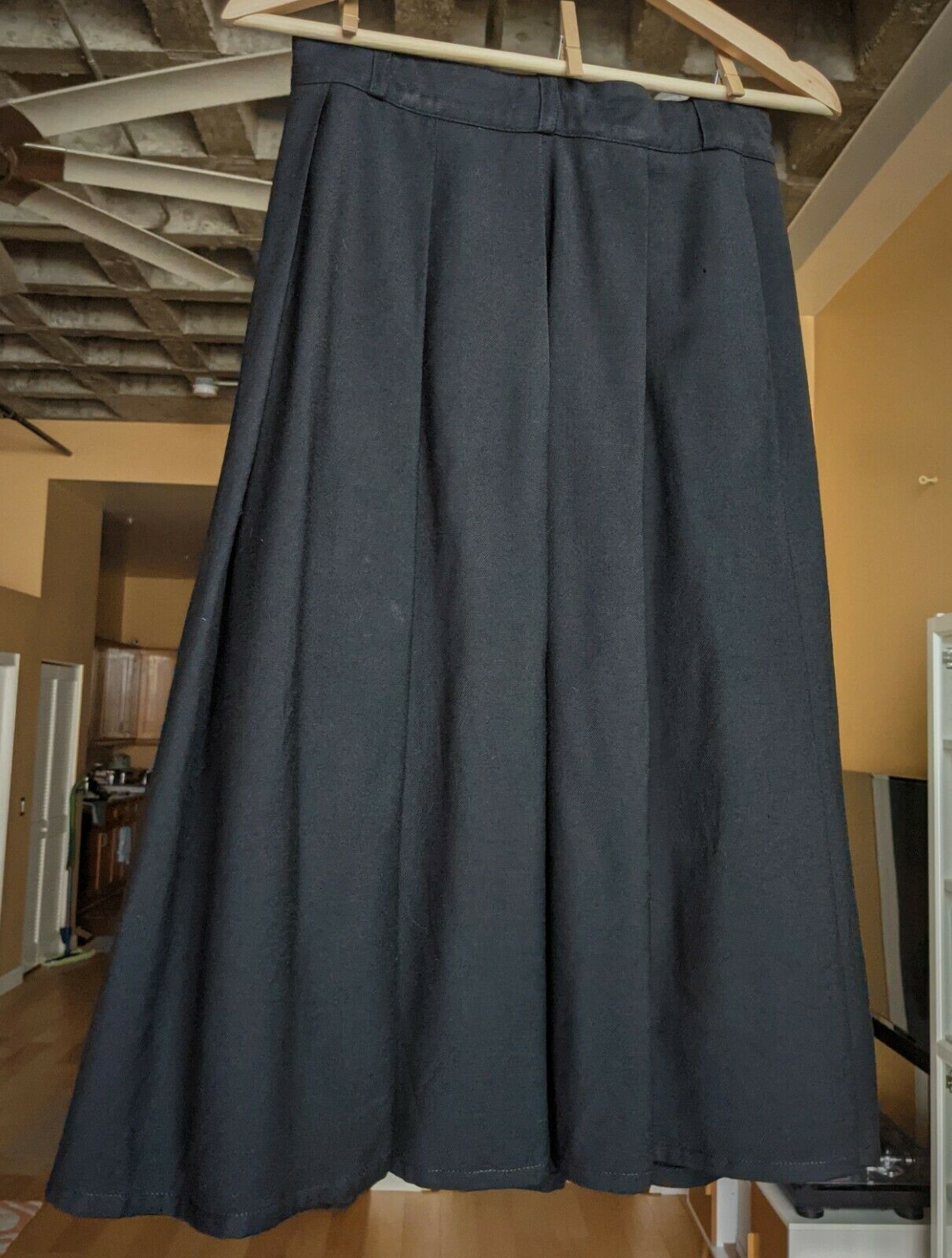 VINTAGE 1970s Black Wool Skirt Pleats MICMAC ST TROPEZ Schoolgirl Size S FRENCH - Fresh Stock Dated December 2025