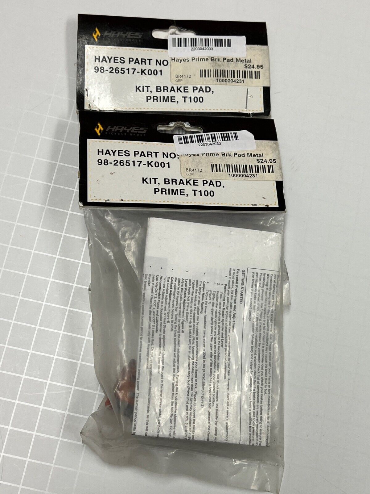 2 Hayes Prime Brake Pad Metal Kits NWT Cycle Bike BR4172 Part 98-26517-K001 - Fresh Stock Dated February 2026