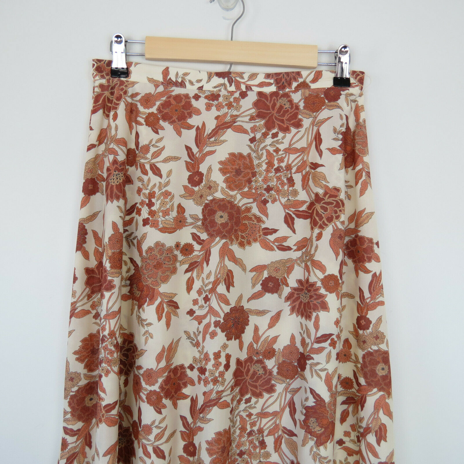 Vintage 1970s Brown Floral A-Line Maxi Skirt John Meyer Women's Waist 28 - Fresh Stock Dated February 2026