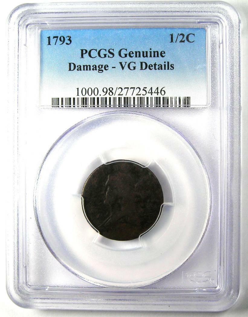 1793 Liberty Cap Flowing Hair Half Cent 1/2C - PCGS VG Detail - Rare Coin! - Fresh Stock Dated February 2026