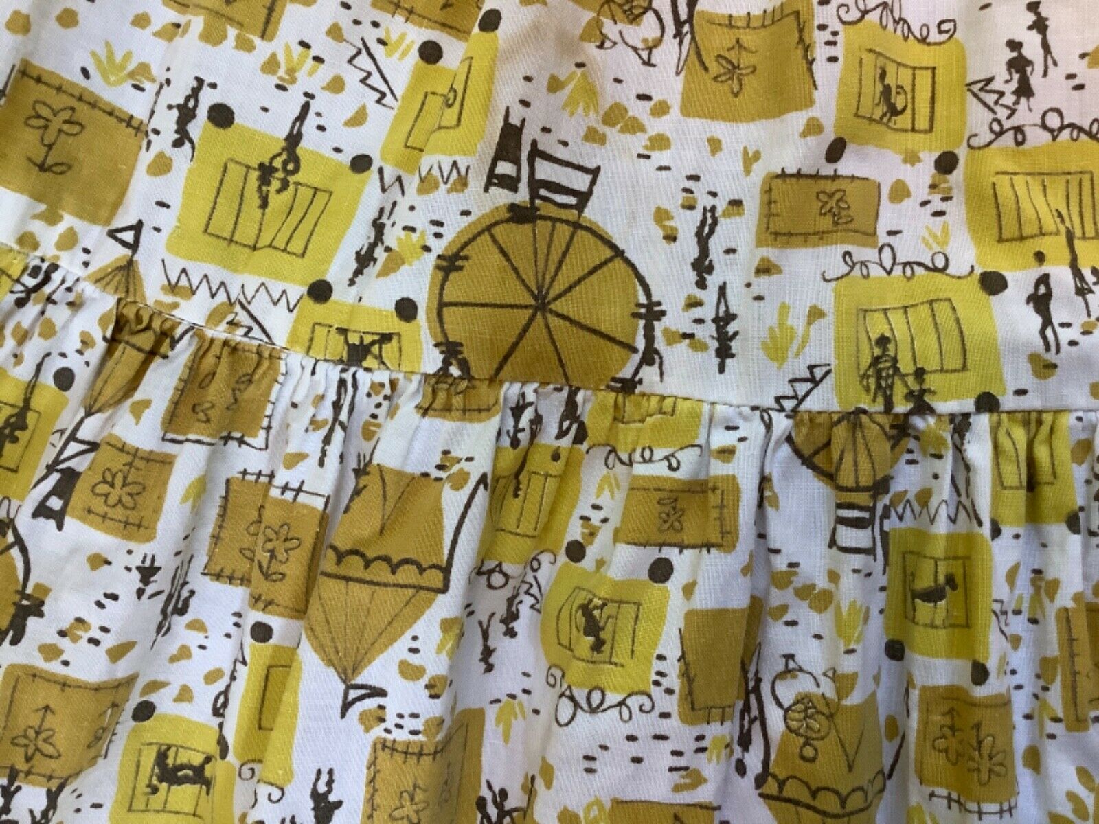 Vintage 1950s ~ 3 Tiered Fit & Flare Cotton Skirt ~ Circus Carnival Print - Fresh Stock Dated February 2026