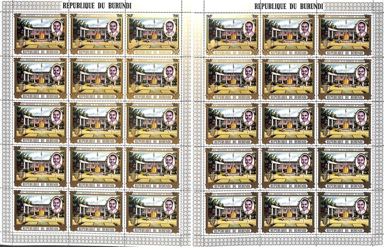 [OP1373] Burundi lot of 6x 3 sheets very fine MNH - Fresh Stock Dated December 2025