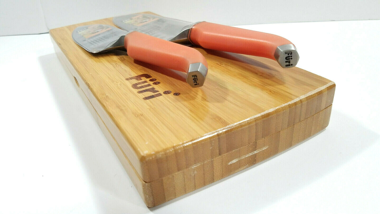 Rachael Ray Furi Gusto Grip Santoku 2 Piece Knife Set Bamboo Case NEW VGC - Fresh Stock Dated December 2025