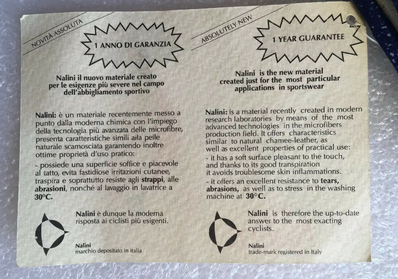 S Vintage NOS 1990s TECHNOGYM MG Lycra NALINI PALM Tean Cycling Glove ITALY MADE - Fresh Stock Dated December 2025