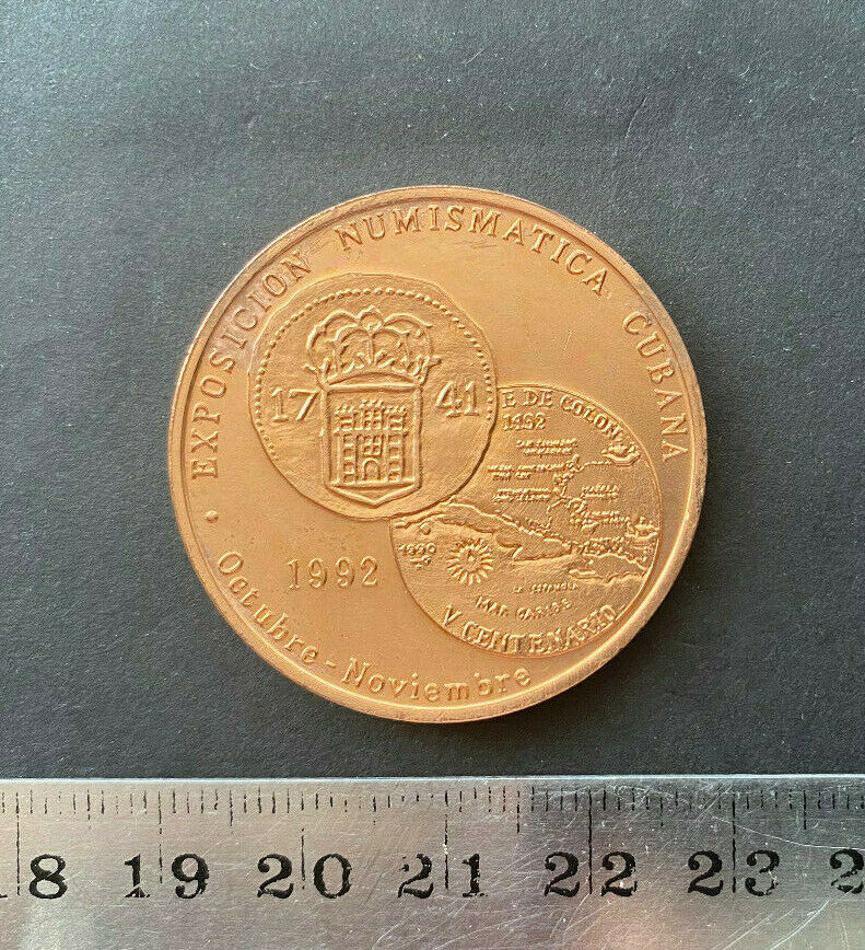Republica Dominicana 1992, MEDALLA EXPO. SOC. NUMISMATICA DOM. yCUVANA, bronce - Fresh Stock Dated February 2026