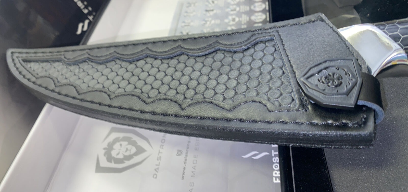 Dalstrong Frost Fire Series 8” Chef Knife w Honeycomb Handle Design Sheath - Fresh Stock Dated December 2025