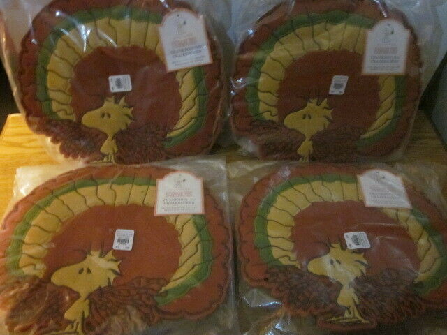 S/4 Pottery Barn Kids Peanuts Woodstock Turkey Thanksgiving Chairbacker NO MONO - Fresh Stock Dated December 2025