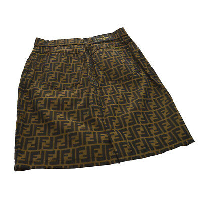 FENDI Vintage Zucca Pattern Skirt Brown Black Italy S08765e - Fresh Stock Dated February 2026