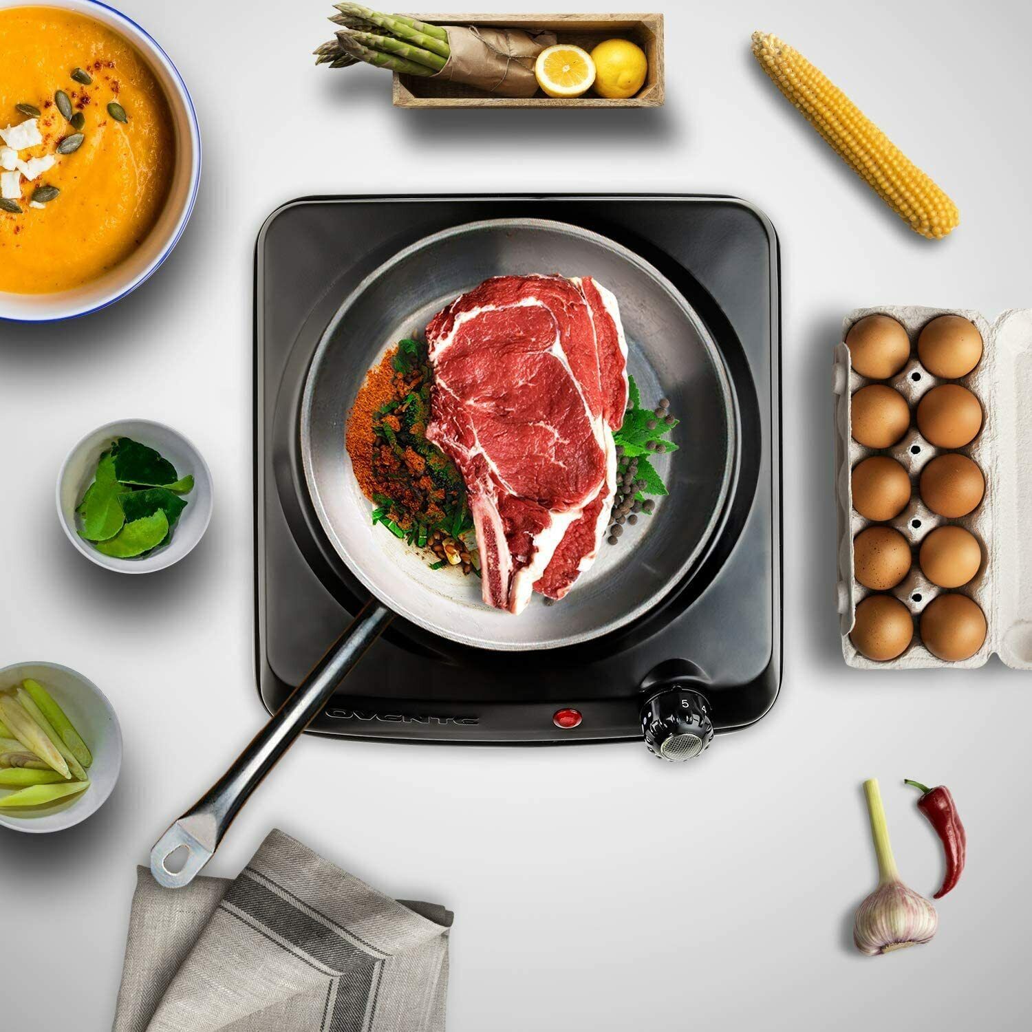 Ovente Electric Single Coil Burner 6 Inch Hot Plate Portable Cooktop BGC101B - Fresh Stock Dated February 2026