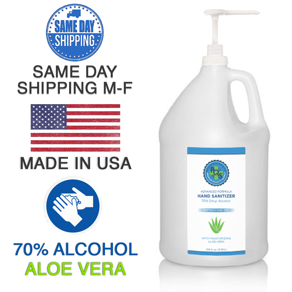 Hand Sanitizer Gel 1 Gallon 128OZ - 70% Alcohol, Aloe, Lemon W/ Pump, Rack, Lock - Fresh Stock Dated February 2026