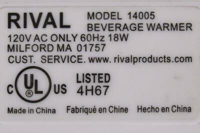 Rival Beverage Warmer Model 14005 White 18W Powers On - Fresh Stock Dated December 2025