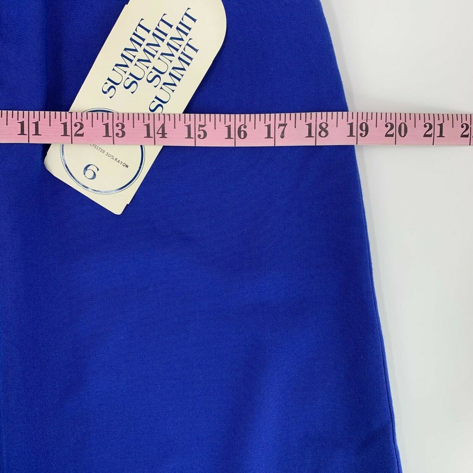 Vintage 80s Blue Career Pencil Skirt Size S Small Front Pockets Deadstock NWT - Fresh Stock Dated February 2026