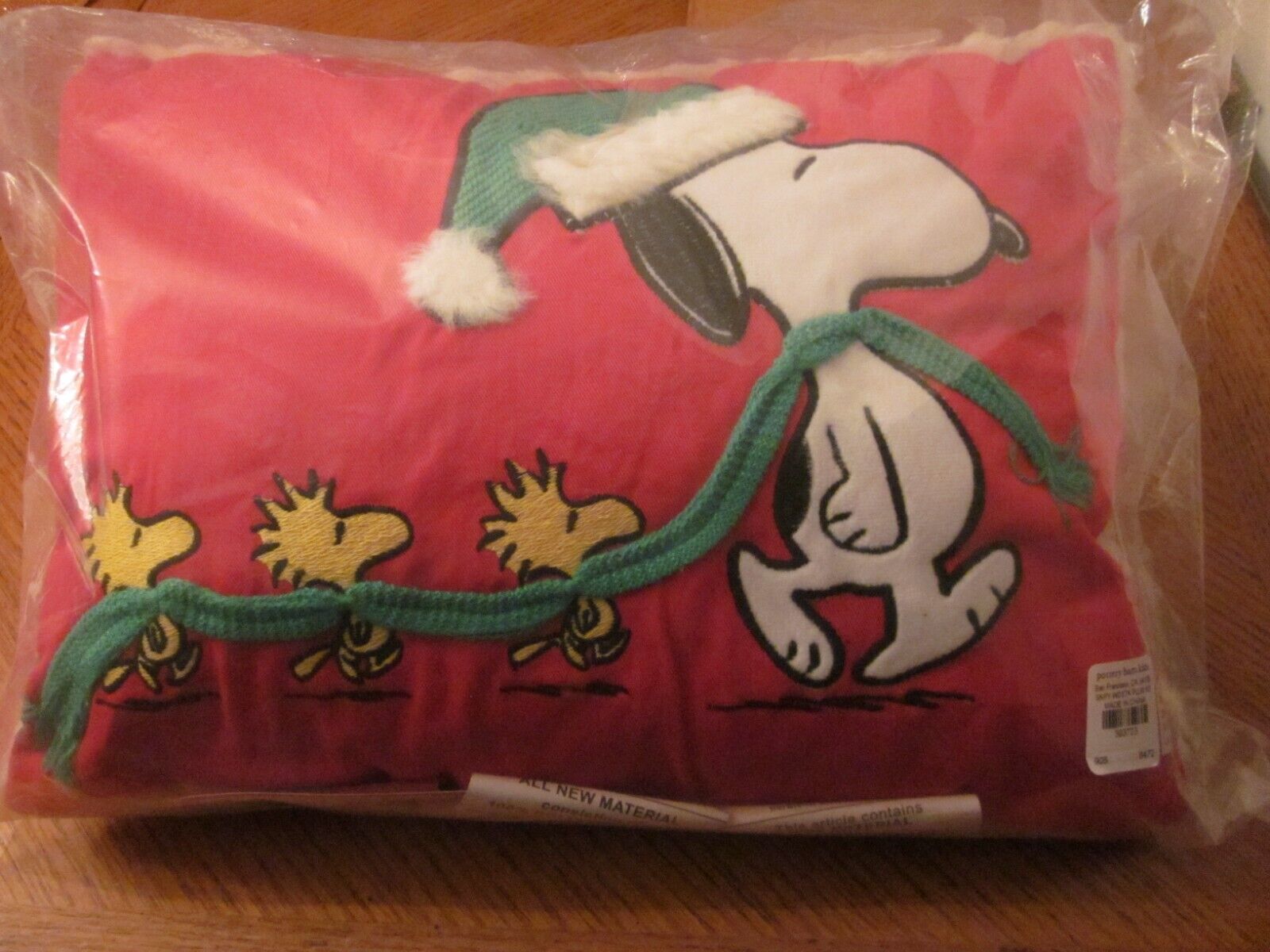 Red Pottery Barn Kids Holiday Peanuts Snoopy & Woodstock  Christmas Pillow  NWT - Fresh Stock Dated February 2026
