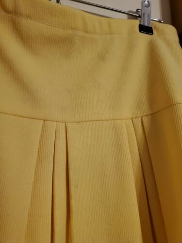 Women's Vintage Yellow Pleated Polyester Full Skirt Volup XL Boho Hippie - Fresh Stock Dated February 2026