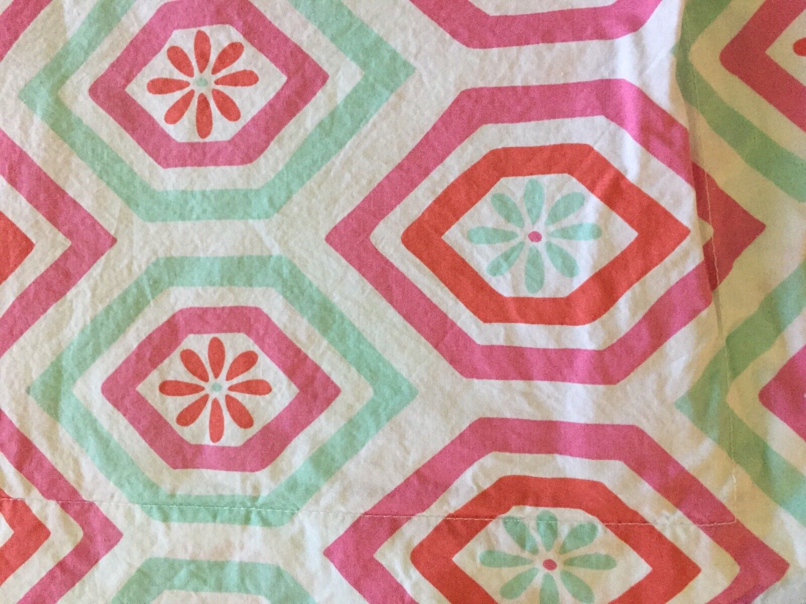 Pottery Barn Teen Pillow Sham Standard Cotton Geo Pink Orange Mint Green Cute! - Fresh Stock Dated February 2026