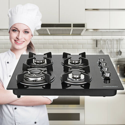 23.6'' Tempered Glass 4 Burner (2.75-3 KW) Gas Stove Kitchen Cooktops Cooker Hob - Fresh Stock Dated December 2025