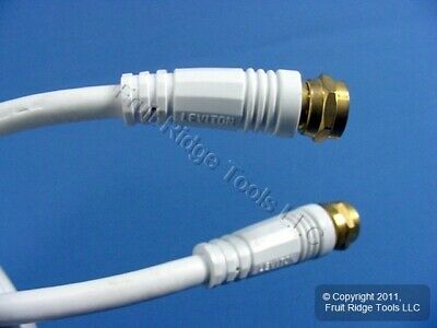 Leviton White 6' Coaxial Video Cable GOLD PLUG Ends F-Type C5851-6GW - Fresh Stock Dated December 2025