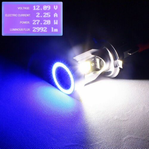 H4 HB2 9003 2000LM Motorcycle LED Headlight Kit Hi/Lo Bulb With Blue Halo Rings - Fresh Stock Dated February 2026