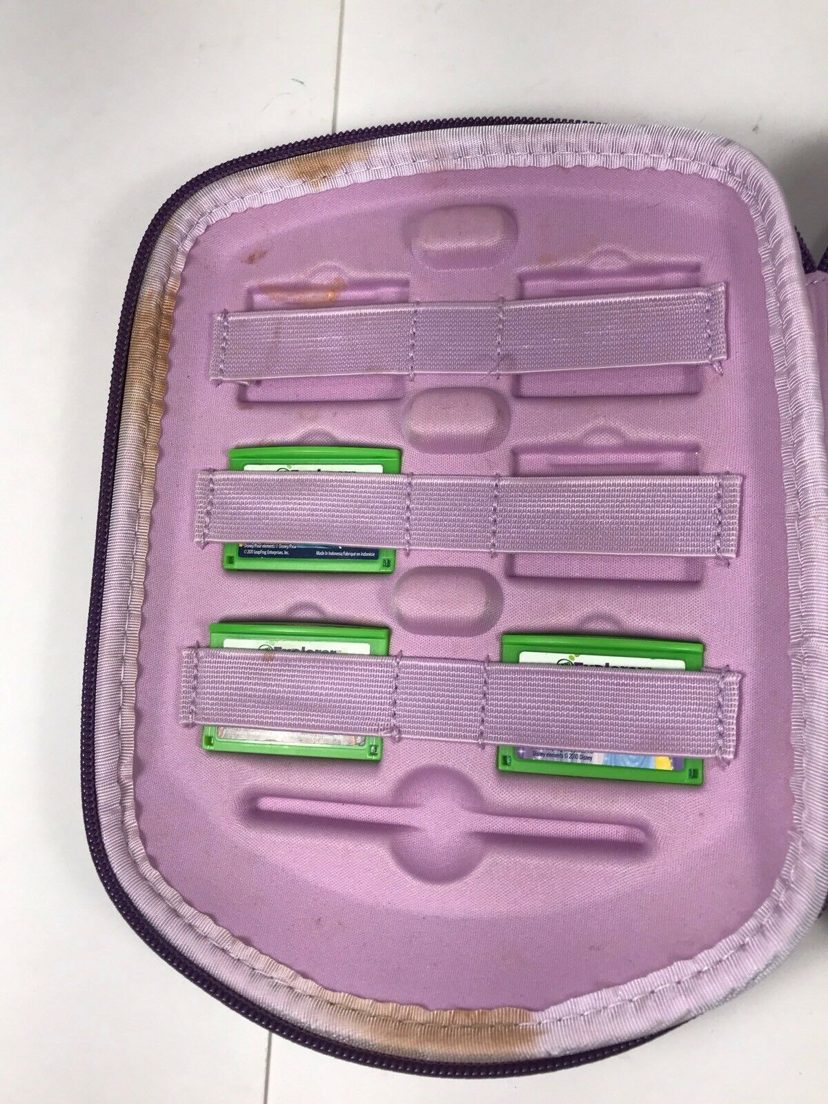 LEAP PAD (BY LEAP FROG) PURPLE POLKA DOT PADDED CARRYING CASE And 3 Games - Fresh Stock Dated February 2026