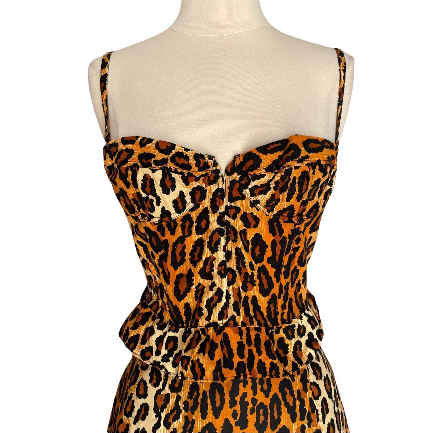 Vintage 1989 Patrick Kelly Cheetah Leopard Bustier Top & Skirt Set - Fresh Stock Dated March 2026