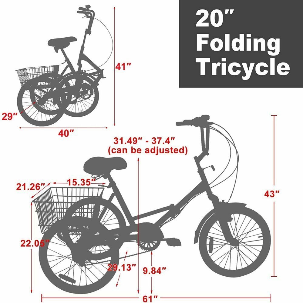 Adult Folding Tricycles 20/24/26