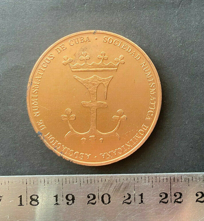 Republica Dominicana 1992, MEDALLA EXPO. SOC. NUMISMATICA DOM. yCUVANA, bronce - Fresh Stock Dated February 2026