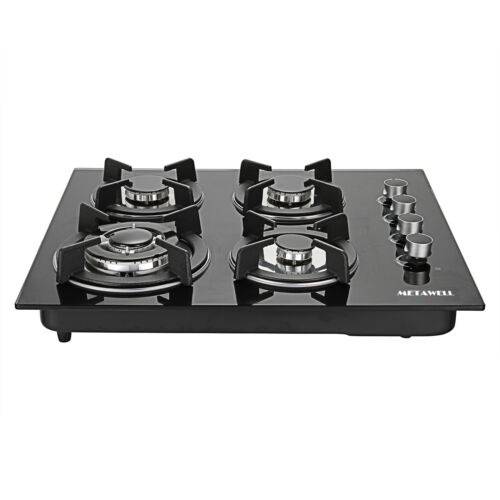 23.6'' Tempered Glass 4 Burner (2.75-3 KW) Gas Stove Kitchen Cooktops Cooker Hob - Fresh Stock Dated December 2025