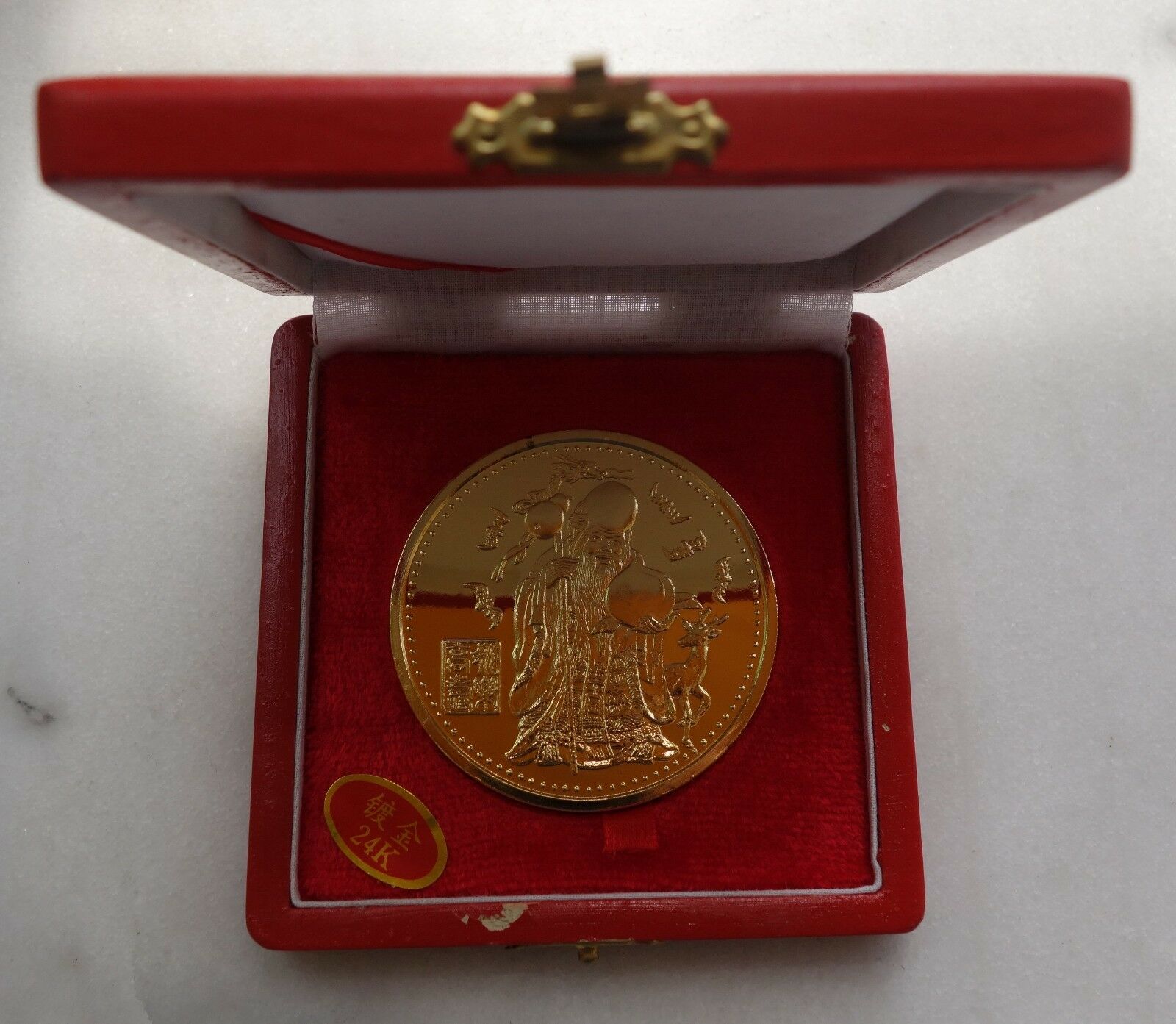 China Gilt-brass medal God of Longevity,60MM in diameter,rare - Fresh Stock Dated February 2026