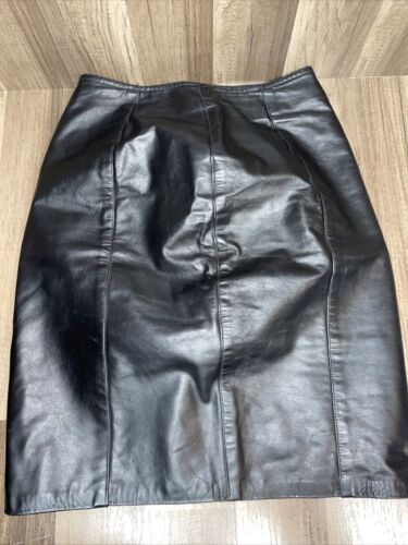 Vintage 1990s Greg Adams Black Leather Mini Skirt Size 9/10 Retro - Fresh Stock Dated March 2026