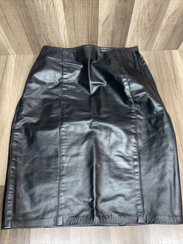 Vintage 1990s Greg Adams Black Leather Mini Skirt Size 9/10 Retro - Fresh Stock Dated March 2026