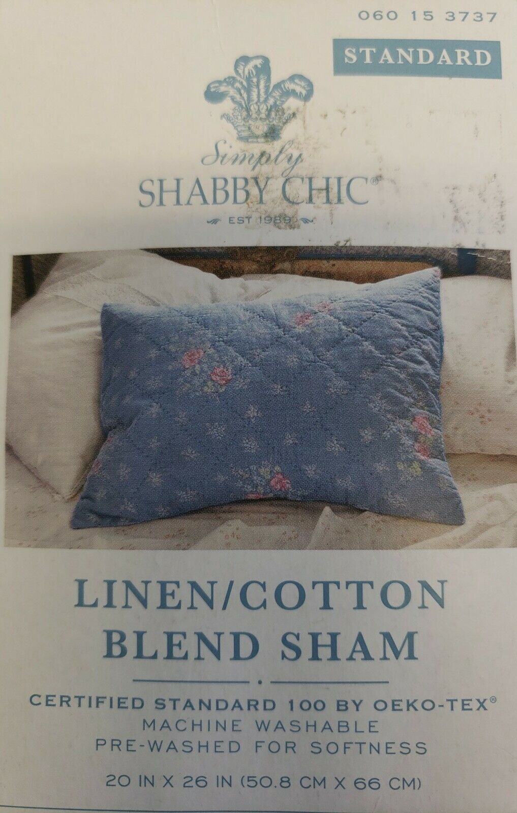 Simply Shabby Chic Lily Rose Blue Quilted Pillow Sham, Standard NEW - Fresh Stock Dated February 2026