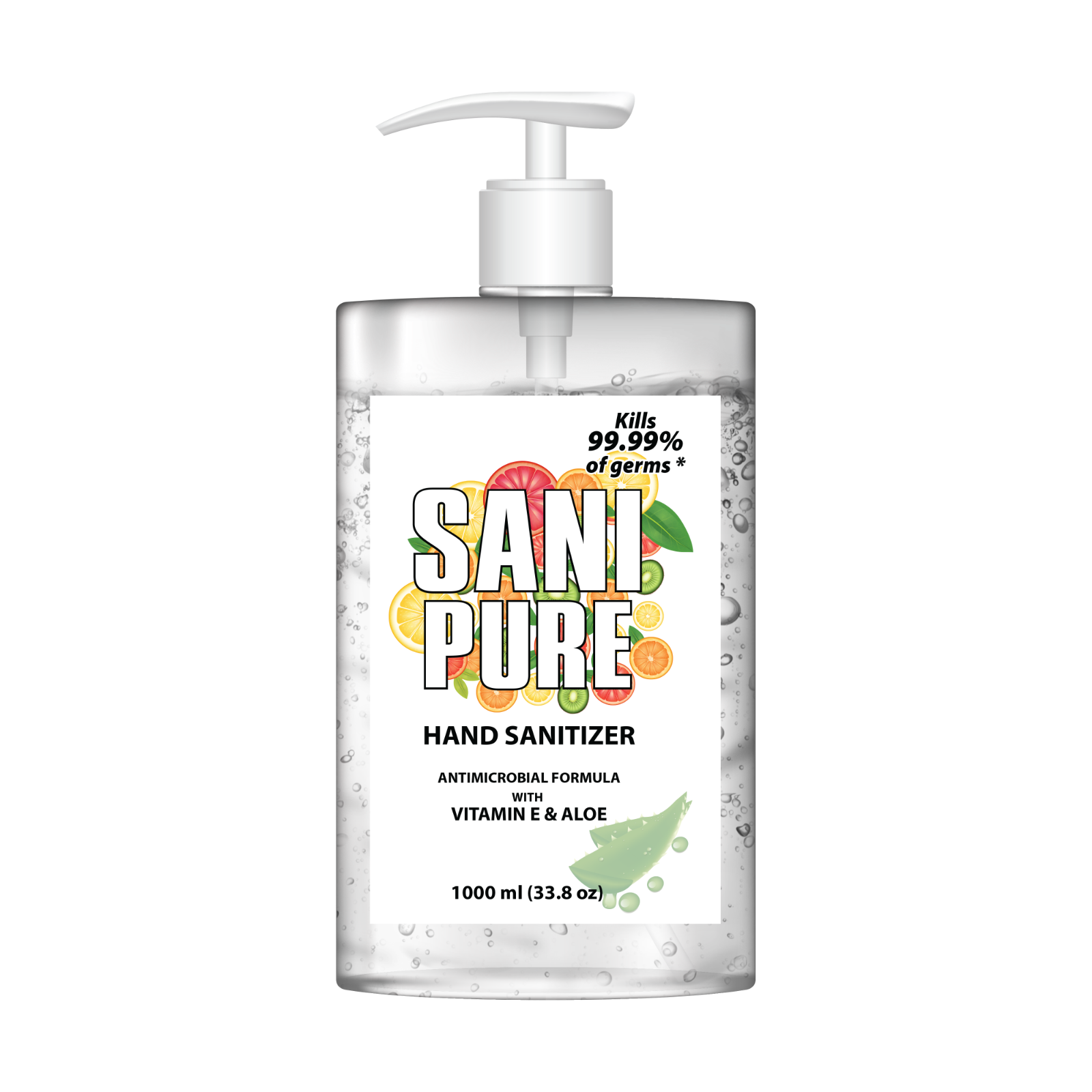 Advanced Hand Sanitizer 33.8 oz / 1000 ml GEL Natural W/ Aloe & Vitamin E - Fresh Stock Dated February 2026