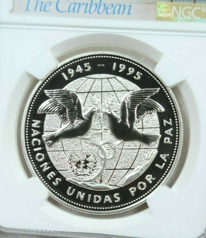 1995 DOMINICAN REPUBLIC SILVER 1 PESO UNITED NATIONS NGC PF 70 ULTRA CAMEO RARE - Fresh Stock Dated February 2026