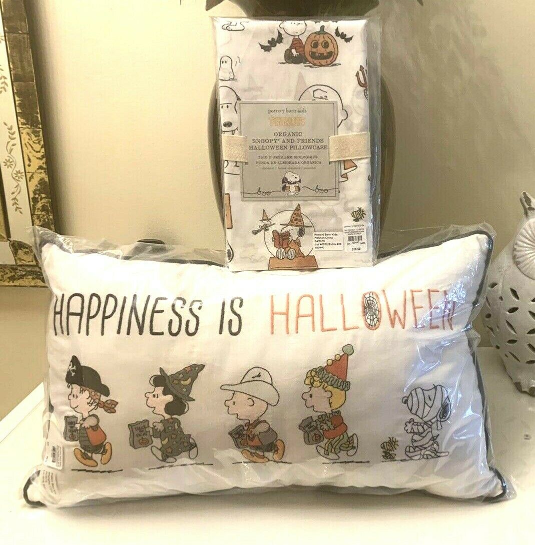 Pottery Barn SET Pillow+case Snoopy pumpkin halloween Charlie Brown holiday gift - Fresh Stock Dated December 2025